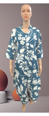 Blue Floral Printed Night Suit